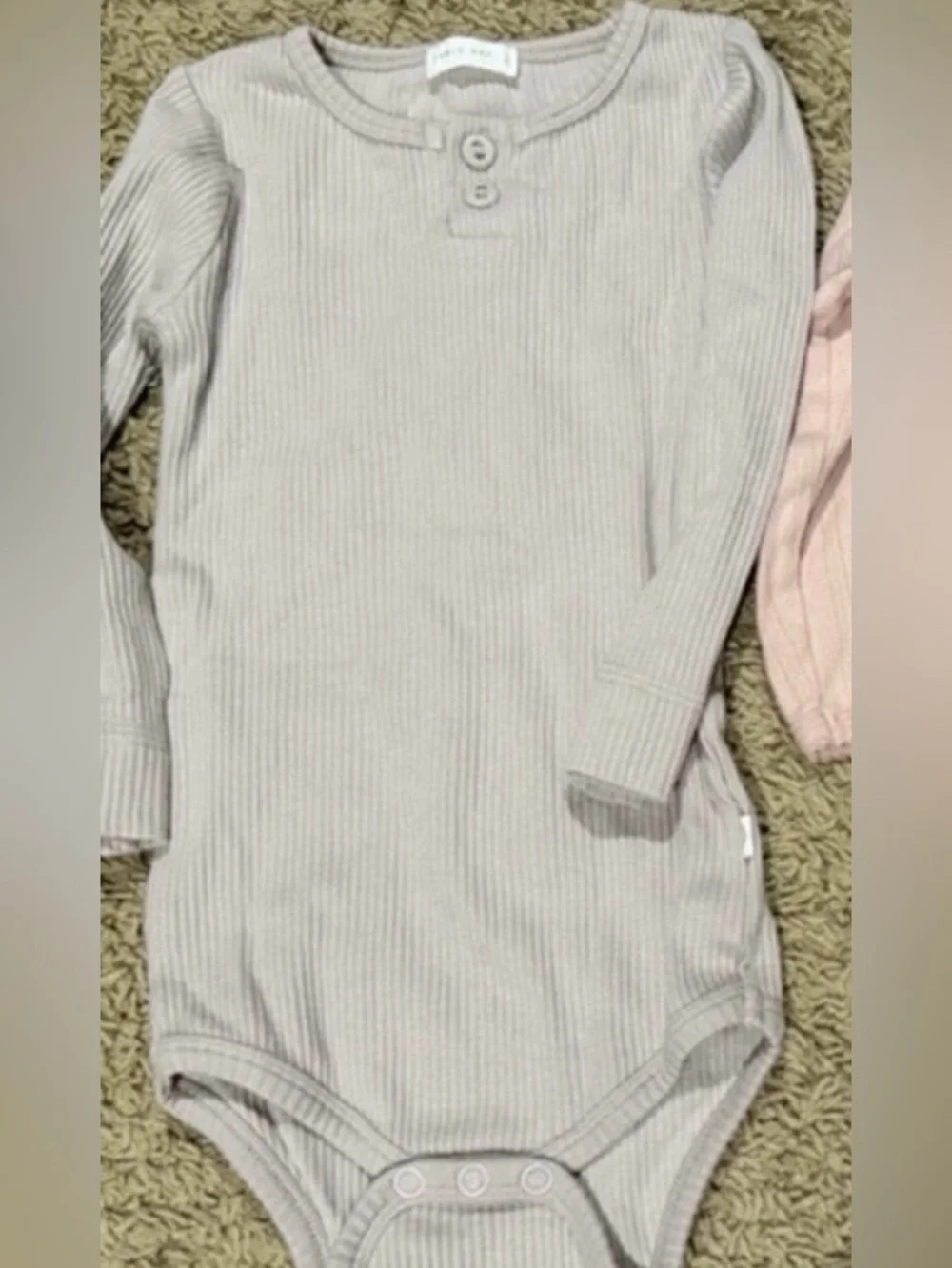 Size 2Jamie Kay Ribbed Long Sleeve Baby Bodysuit - Light purple/blue/Gray color